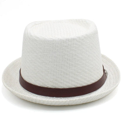 Men Women Straw Pork Pie Hats Summer Sunhat Boater Caps Sailor Sombrero Beach Fedora Trilby Outdoor Travel US Size 7 1/4 UK L