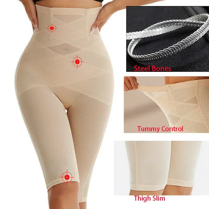 Knee Length Mesh Thigh Slim Shapewear Short Butt Lifting Shorts High Waist Control Panties Breathable Body Shaper Summer