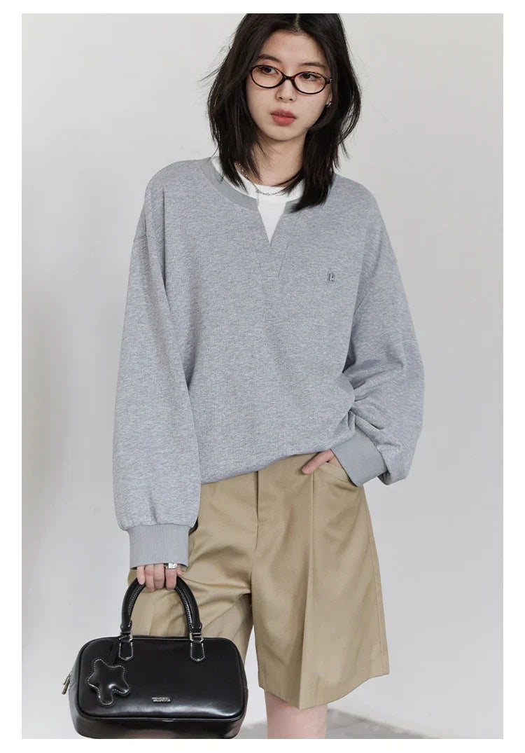 Korean Women Sweatshirts Loose Casual New Contrast Splicing Hoodie Female Top Woman T Shirt Pullover Spring Autumn 2025