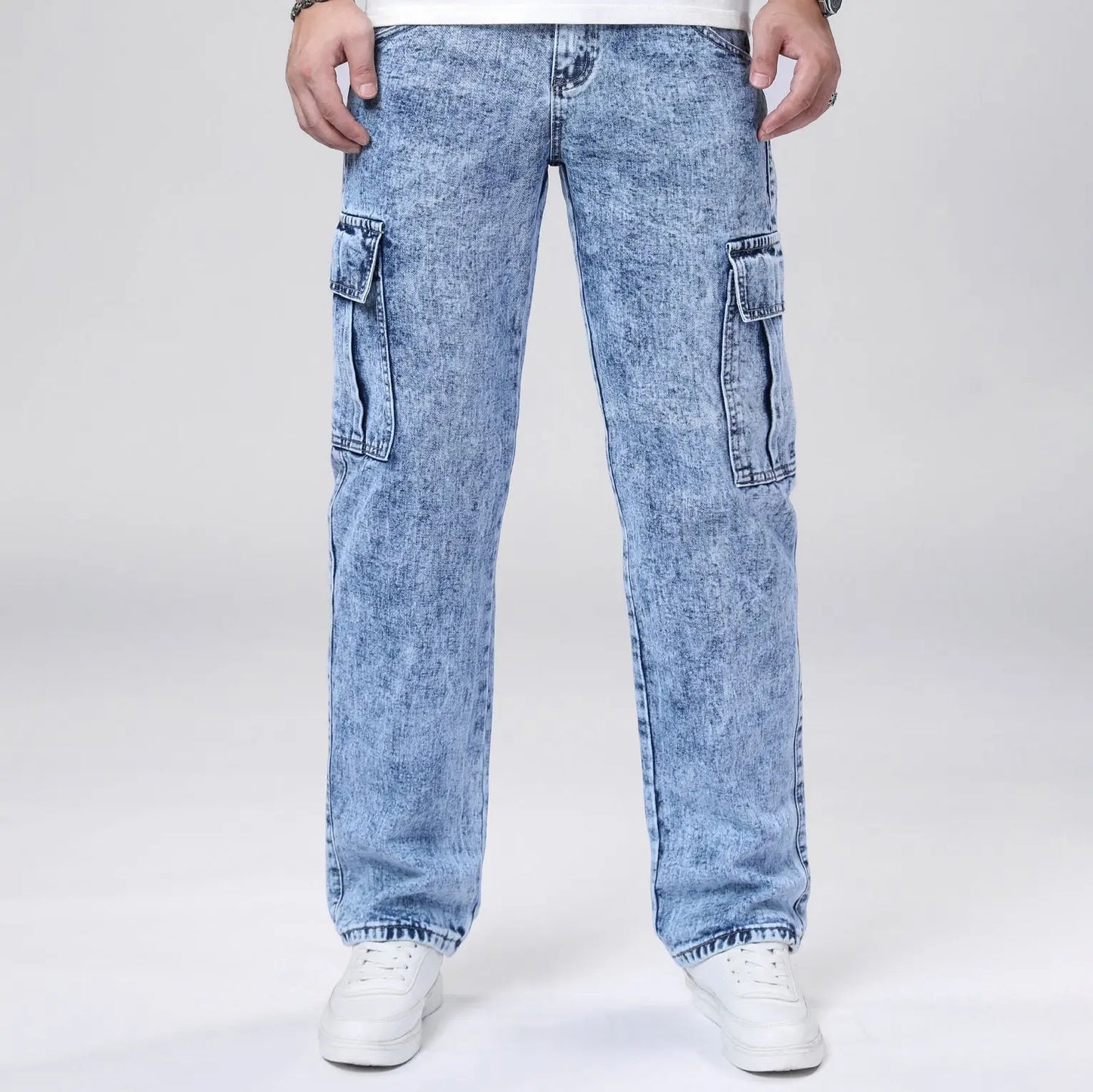 Men's Loose Straight Leg Jeans American Fashion Brand Casual Workwear Comfortable Fit Classic Style