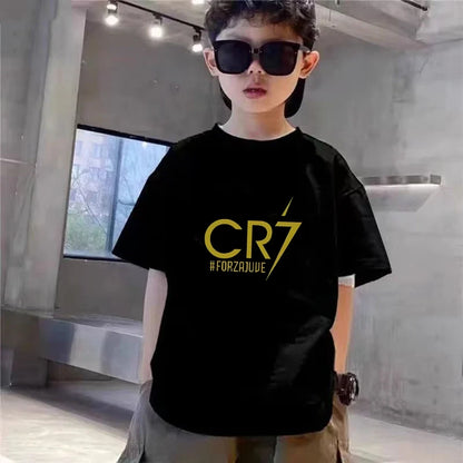 Children CR7 Printing Clothing Short-sleeved T-shirt+Shorts Cool Summer Clothes Boys Girls Toddler 3-12Yrs Football Sports Set