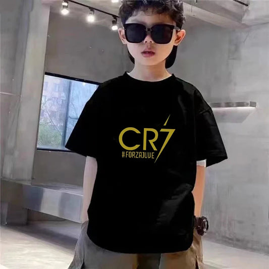 Children CR7 Printing Clothing Short-sleeved T-shirt+Shorts Cool Summer Clothes Boys Girls Toddler 3-12Yrs Football Sports Set