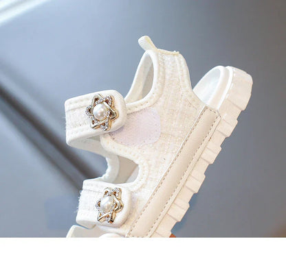 2025 Summer New Children Sandals Girls Elegant Princess Style Sandals Baby Anti-kick Foot Protection Sandals