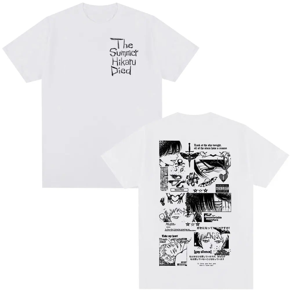 Anime The Summer Hikaru Died Hikaru Yoshiki Manga Short Sleeve T-shirts Men Women Fashion Cotton Casual Oversized T Shirt Couple