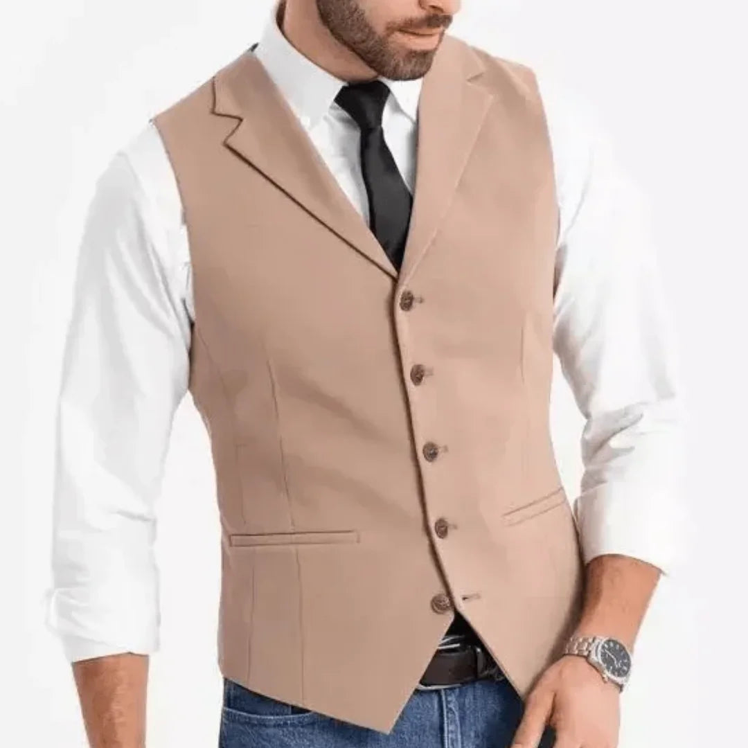 Men Vest White Double Button With Pocket Solid Waistcoat For Wedding Banquet Business Work Office Casual Daily Men Suit Vest