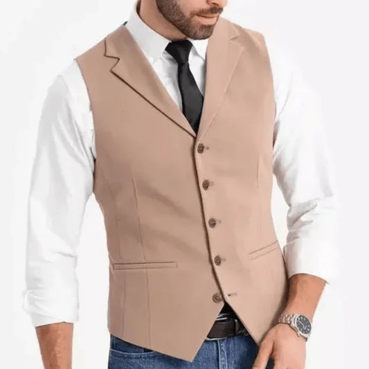 Men Vest White Double Button With Pocket Solid Waistcoat For Wedding Banquet Business Work Office Casual Daily Men Suit Vest