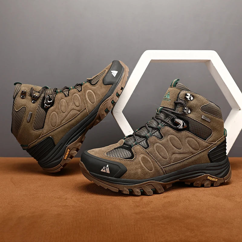 High-Top Men Hiking Boot Winter Outdoor Shoes Lace-Up Non-slip Sports Casual Trekking Boots Man Suede Warm Shoes