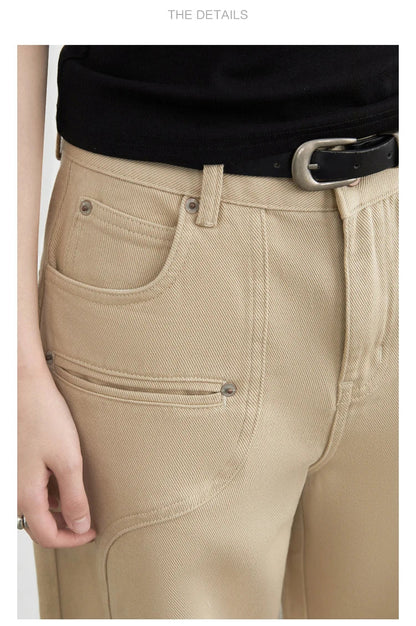 Women Jeans Solid Loose Casual New Split Wide Leg Denim Pant Workwear Female Trousers Spring Autumn 2025