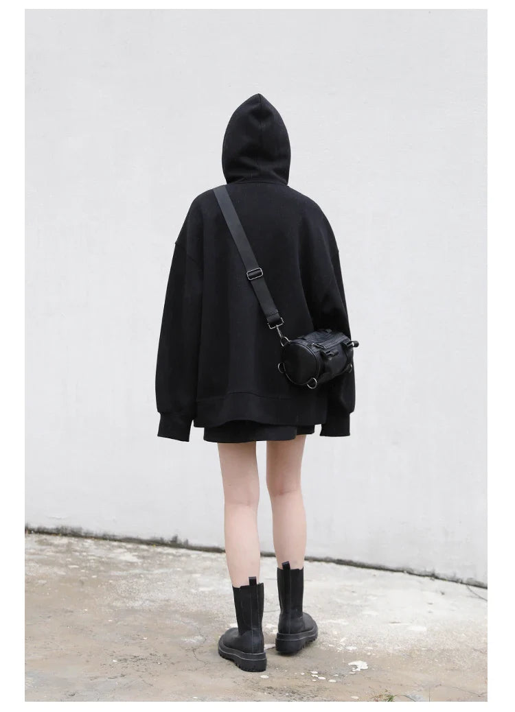 Women Sweatshirts Hoodies Solid Loose Casual Hooded Female Tops Lady Coat Medium Length Overcoat Spring Autumn 2025