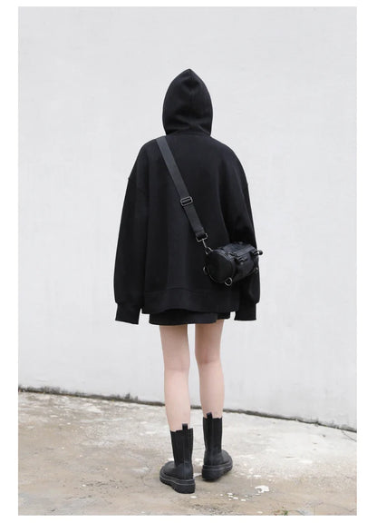 Women Sweatshirts Hoodies Solid Loose Casual Hooded Female Tops Lady Coat Medium Length Overcoat Spring Autumn 2025