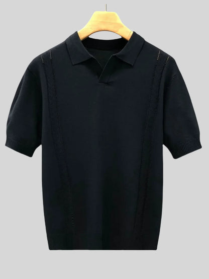 Wholesale Men Summer T-shirt Thin Knitted Ice Silk Short Sleeve 2025 New Youth Luxury Style Lapel Short-sleeved POLO Shir