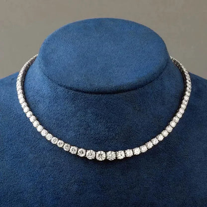 Moissanite Tennis Necklace For Women S925 Silver Plated 18k Gold Gradient Lab Diamond Neck Chain Luxury Jewelry GRA