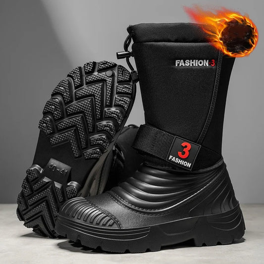 Men's New Snow Boots for Autumn and Winter, Fleece-Lined and Thickened, Cold-Proof, Outdoor Warm, Waterproof, Anti-Skiing, Hiking Boots