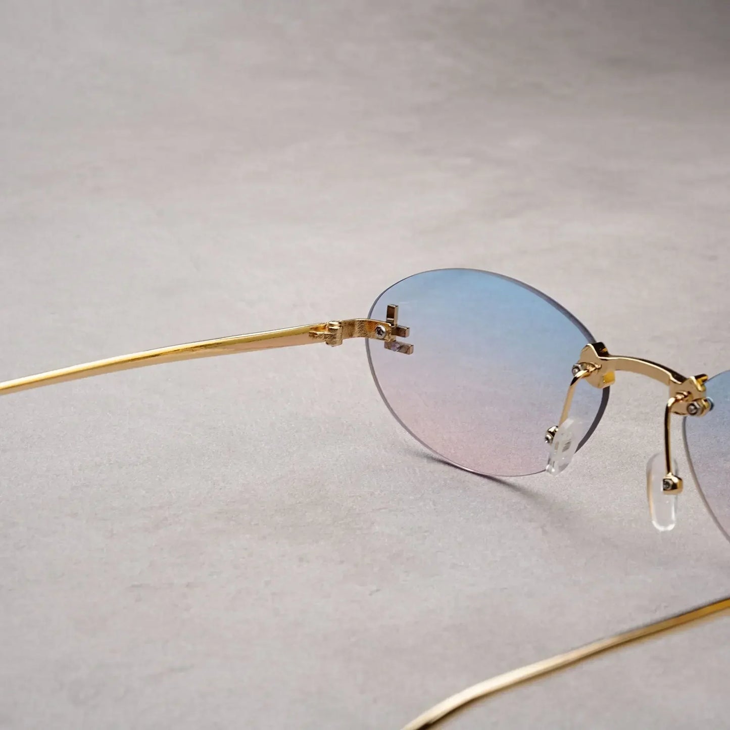 Rimless Oval Sunglasses Women 2025 New Fashion Gradient Ocean Lenses Sun Glasses Stylish Women Luxury Brand Design Shades