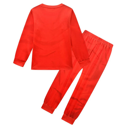 New Pocket Devs VR Game Costume Kids Boys Red Suit Man Cosplay Long Shirt Pants Jumpsuit Mask Birthday Halloween Party Costume