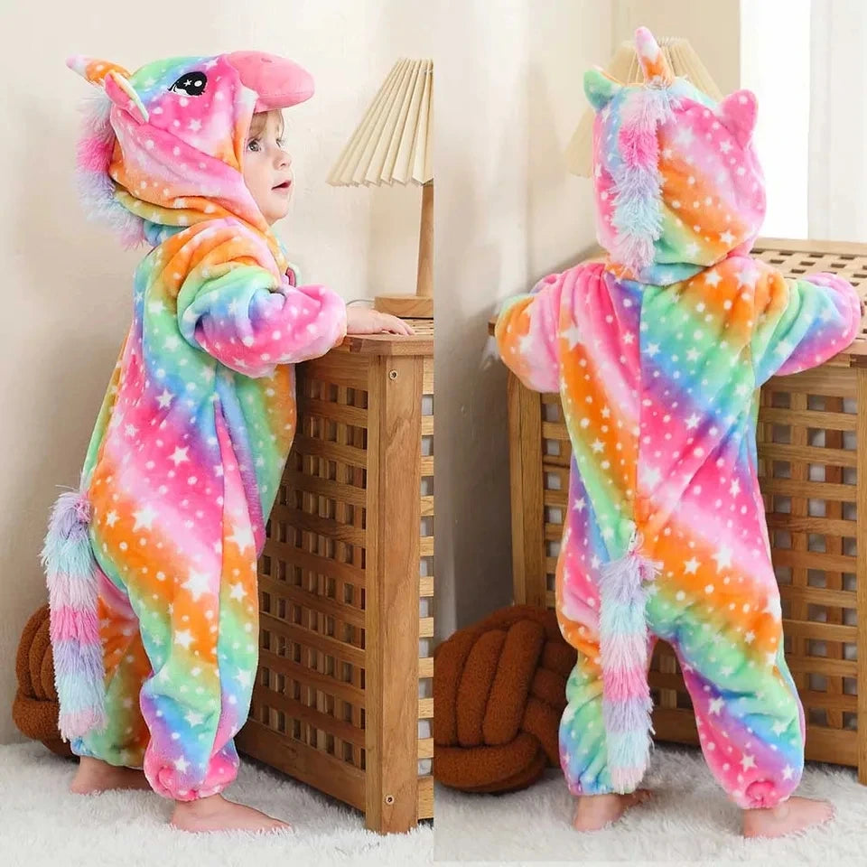 Cute Monkey Tiger Dinosaur Cosplay Costumes Boys Girls Toddler Animal Jumpsuit Baby Rompers Infant Clothes Pyjamas Kids Kigurumi