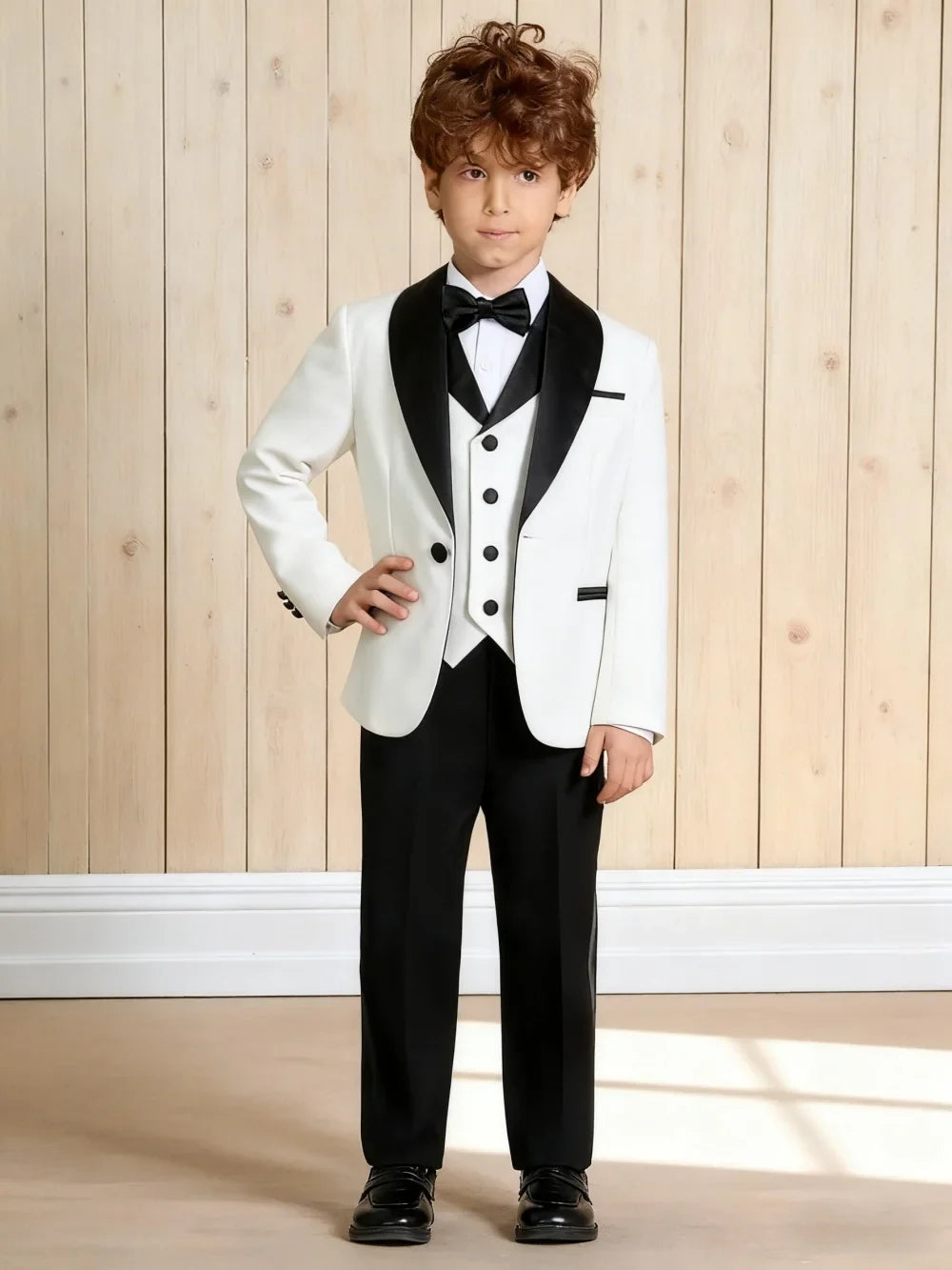 Hot Selling Stylish Emerald Green Boys Formal Suit Set 3-14 Years 4 Piece Kids Wedding Tuxedo Blazer Vest Pants Bow Tie