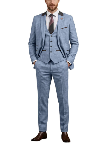Men's Linen 3 Piece Suit Notch Lapel 2 Buttons Slim Fit Blazer Vest Pants Set Breathable Lightweight For Groom Business Casual