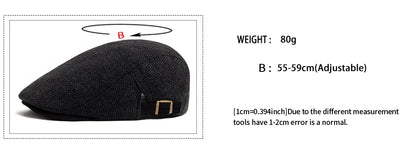 New Herringbone Vintage Beret Men Autumn Winter Casual Flat Visor Hat Berets Retro Fashion Newsboy Cap Men's Adjustable