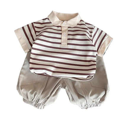 Summer Children Boys Clothing Kids Strips T-Shirt Shorts 2Pcs/Set Toddler Leisure Sport Suits Baby Cotton Tracksuits 0-5 Years