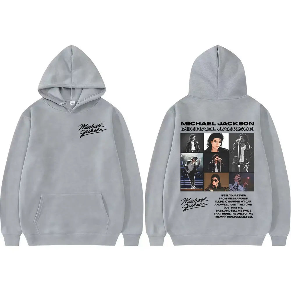 King of Pop Michael Jackson Tour Retro Hoodies Men's Clothing Harajuku Hip Hop Style Sweatshirts Casual Cozy Oversized Pullovers