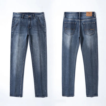 New Spring Summer Plus Size 40 42 44 Men Straight Loose Jeans Business Fashion Denim Stretch Pants Male Brand Trousers