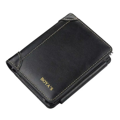 Men's High-Quality Vintage PU Leather Short Wallet, Fashion Zipper Card Holder with Coin Pocket, Durable Casual Daily Men Purse