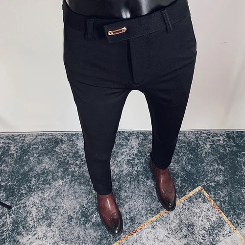 2025 Spring and Summer New Men's Casual Business Dress Pants Fashion Social Solid Wedding Party Suit Pants Slim Fit Suit Pants