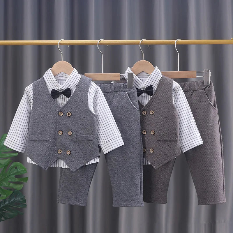 Spring Autumn Fashion Baby Clothes Suit Children Boys Vest Shirt Pants 3Pcs/Sets Infant Clothing Toddler Costume Kids Tracksuits