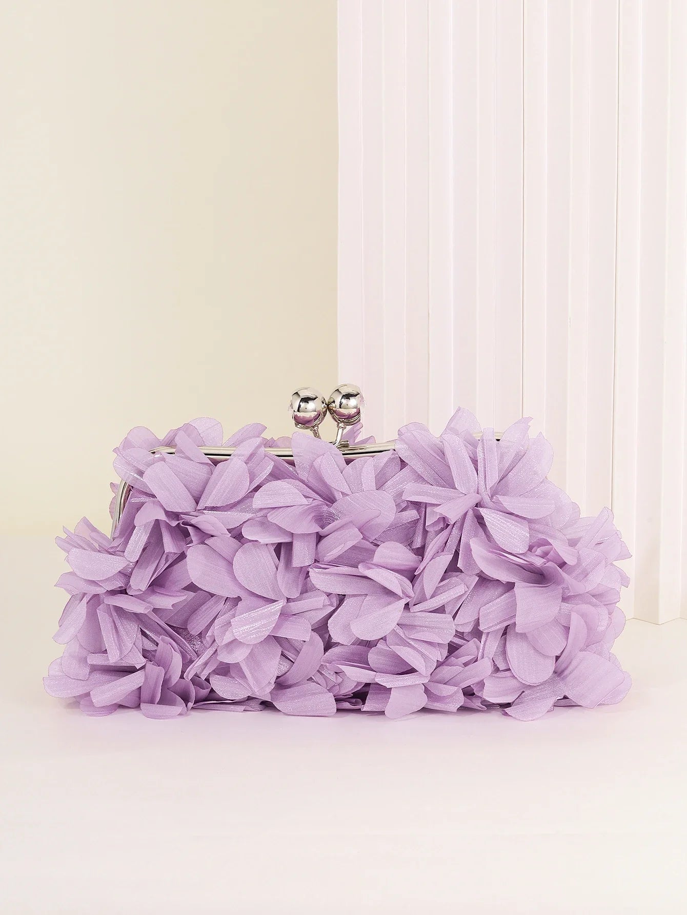 3D Floral Decor Clutch Bag, Elegant Silk Appliques Dinner Purse For Wedding Party Prom Banquet - Perfect for Wedding， Party