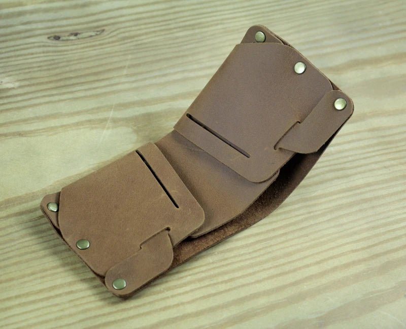 Fashion PUNK Handmade Crazy Horse Genuine Leather Wallet Men Money clip Short Wallet Bag Stud male Purse Card Holder Wallet