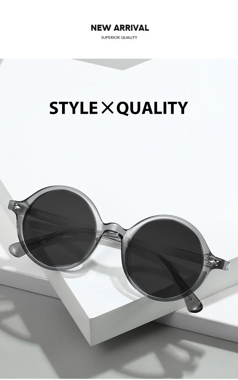 Fashion TR90 Round Big Frame Myopia Optical Prescription Gray Sunglasses For Women Men Driving Fishing Retro Sunglasses 0 to-6.0