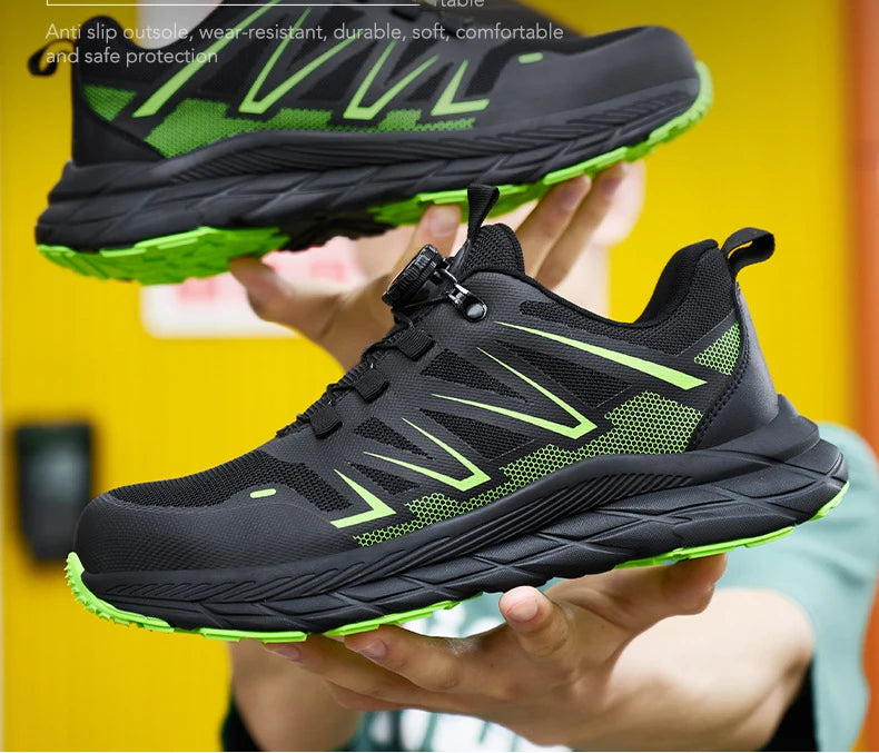 Men Safety Work Shoes Plastic Toe Safety Boots Fashion Lightweight Comfort Working Sneakers Anti-puncture Indestructible Shoes