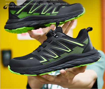 Men Safety Work Shoes Plastic Toe Safety Boots Fashion Lightweight Comfort Working Sneakers Anti-puncture Indestructible Shoes