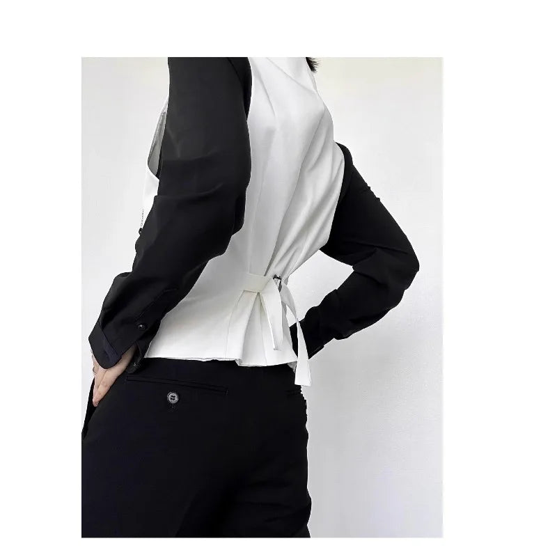 Men Vest Korean Simple Solid Turn Down Collar Sleeveless Man Waistcoat Slim Double-breasted Versatile Male Suit Vest