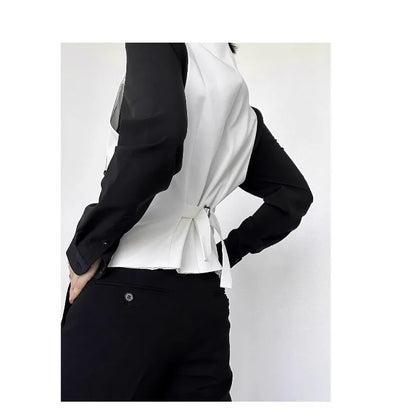 Men Vest Korean Simple Solid Turn Down Collar Sleeveless Man Waistcoat Slim Double-breasted Versatile Male Suit Vest