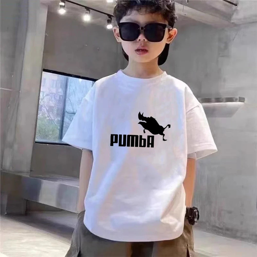 Black Children T-shirt+Bottom Wear Age 3-12 Boy Girls Set 2pcs Kids Set Wild Boar Summer Tshirt Print Leisure