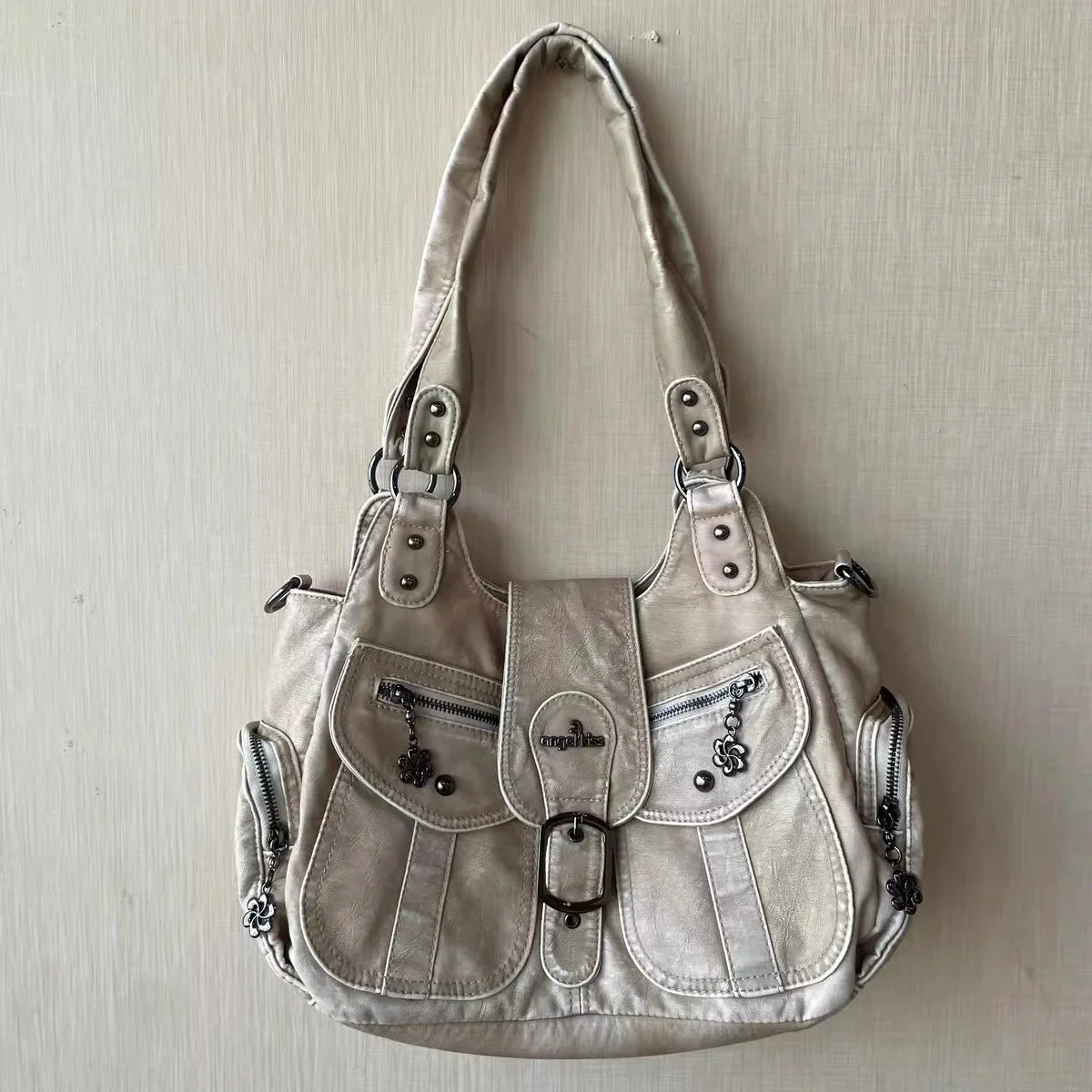 Vintage Women Handbags PU Shoulder Bag Satchel Top-handle Shoulder Bag Fashion Dumpling Pack Multi-pockets Shoulder Bags