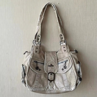 Vintage Women Handbags PU Shoulder Bag Satchel Top-handle Shoulder Bag Fashion Dumpling Pack Multi-pockets Shoulder Bags