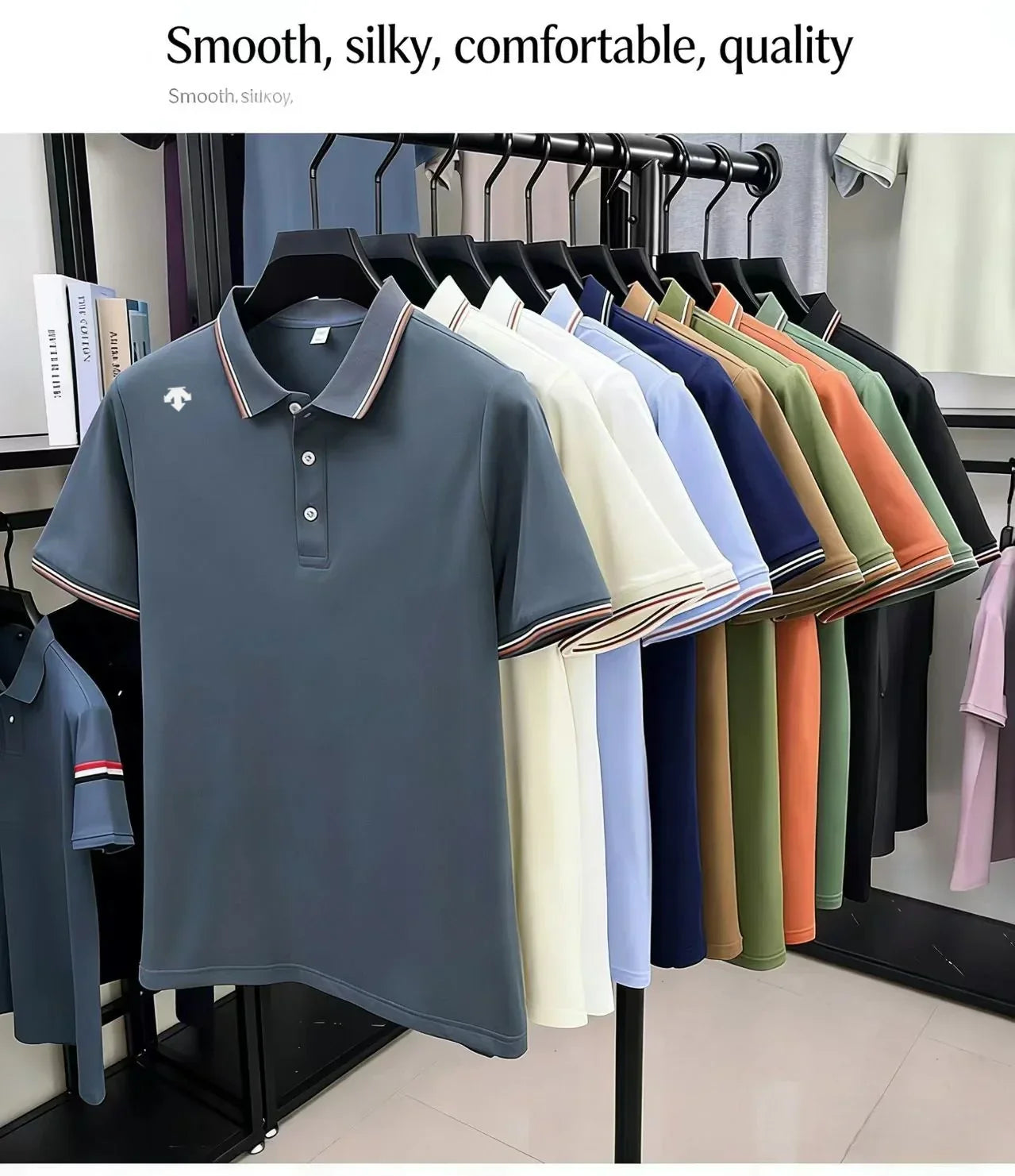 Men's High-End Luxury Brand Logo-Stamped Casual Polo Shirt Summer New Golf Breathable Business Short-Sleeve T-Shirt