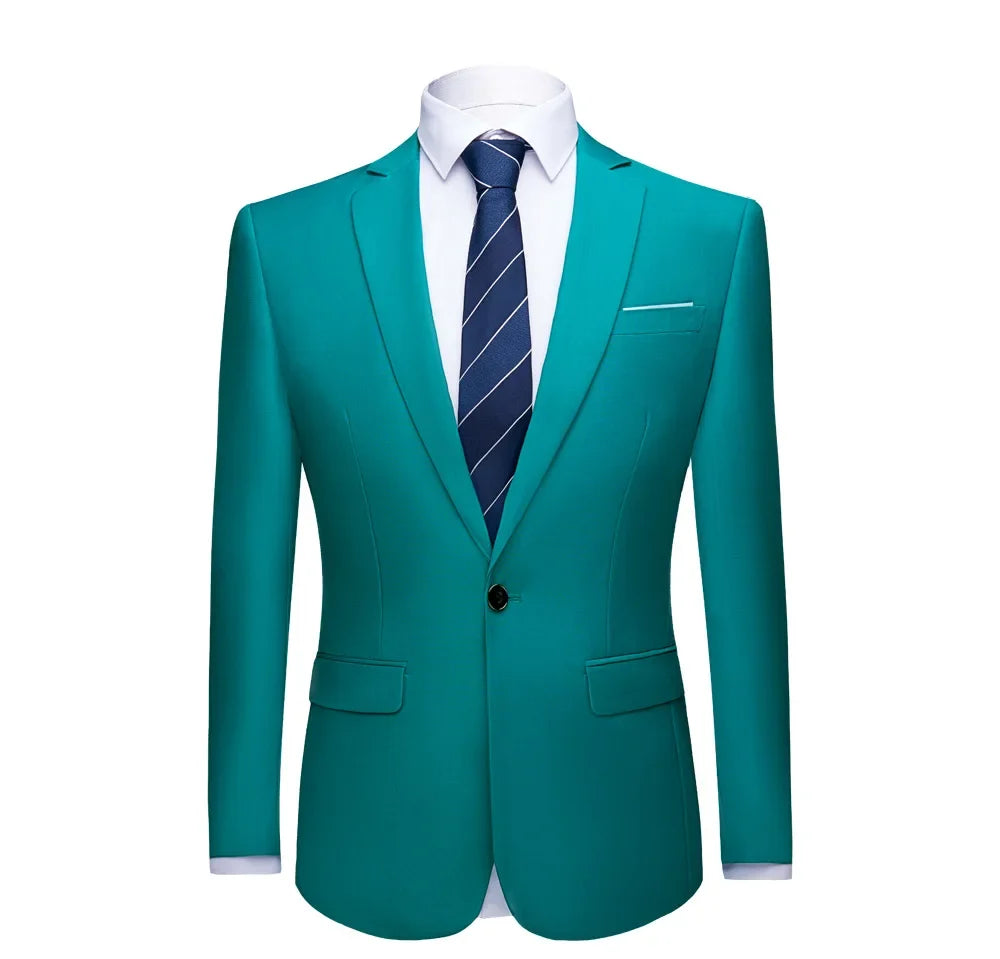 2026 Men's Green Suit Jacket, Single Button V-Neck Coats, Suitable for Wedding/Party/Business/Work/Interview Asian Size Blazer