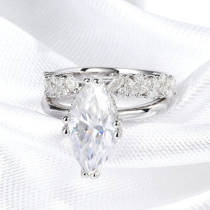 3CT 100% Real Full Moissanite Wedding Rings for Women Marquise Cut S925 Sterling Silver Marriage Band Fine Jewelry GRA