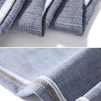 2025 New Men Fashion Loose Straight Elasticity Jeans Male Wear-resistant Slim Fit Denim Pants Smart Casual Dark Gray Trousers