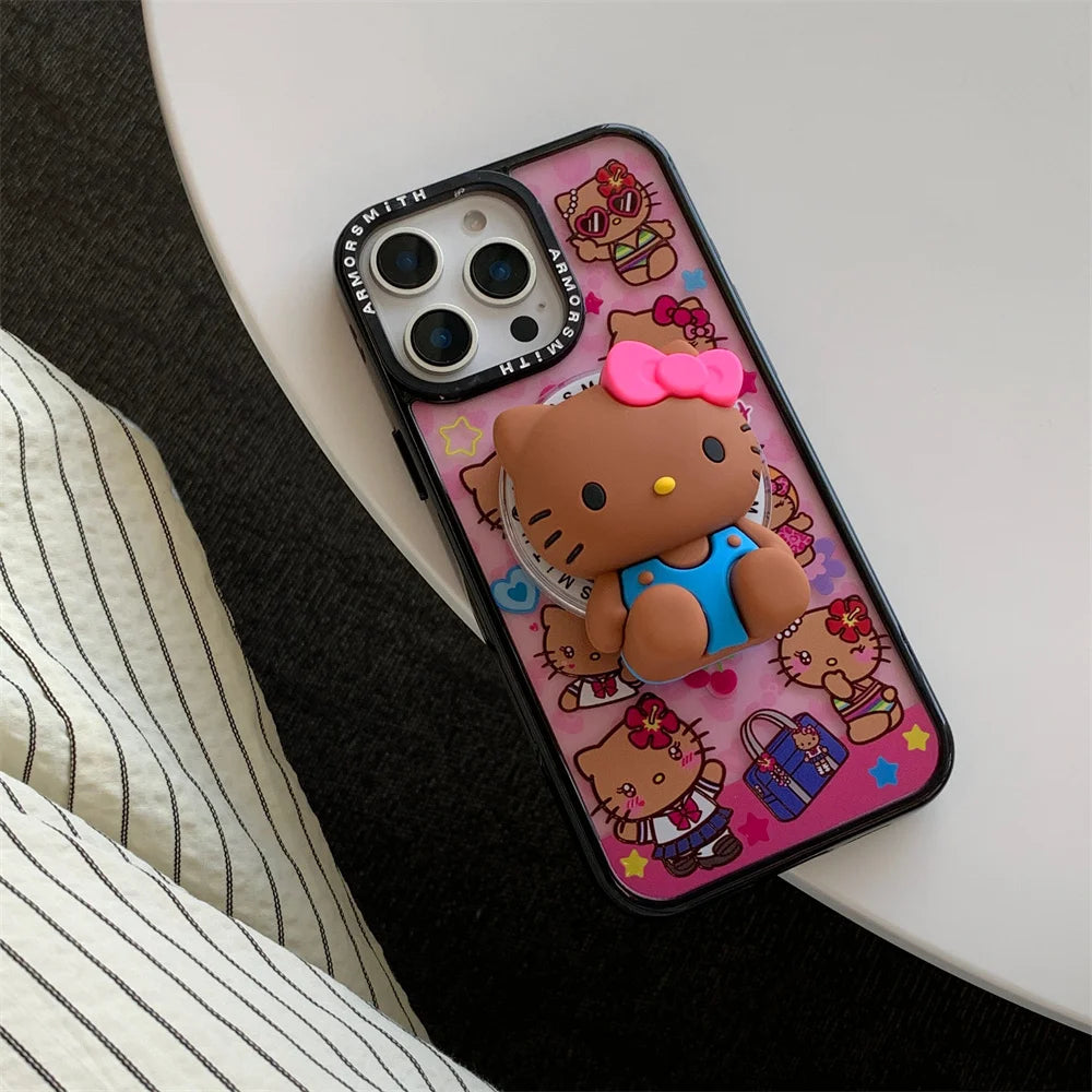 Y2K Hello Kitty Cute Cartoon Magnetic Phone Case For IPhone 12 13 14 15 16 17 Pro Max Protective Cover with Stand Fundas