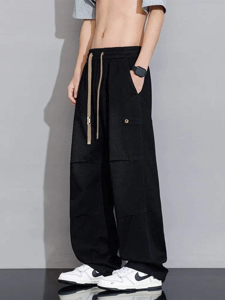 Men's Cargo Jeans 2026 New Spring Summer Wide Leg Denim Pants Straight Baggy Jeans Asian Size L-5XL