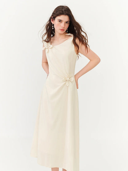 Summer Women's French Style Spaghetti Strap Slip Elegant Dress Waist-Cinching Maxi Coquette Effortless Style