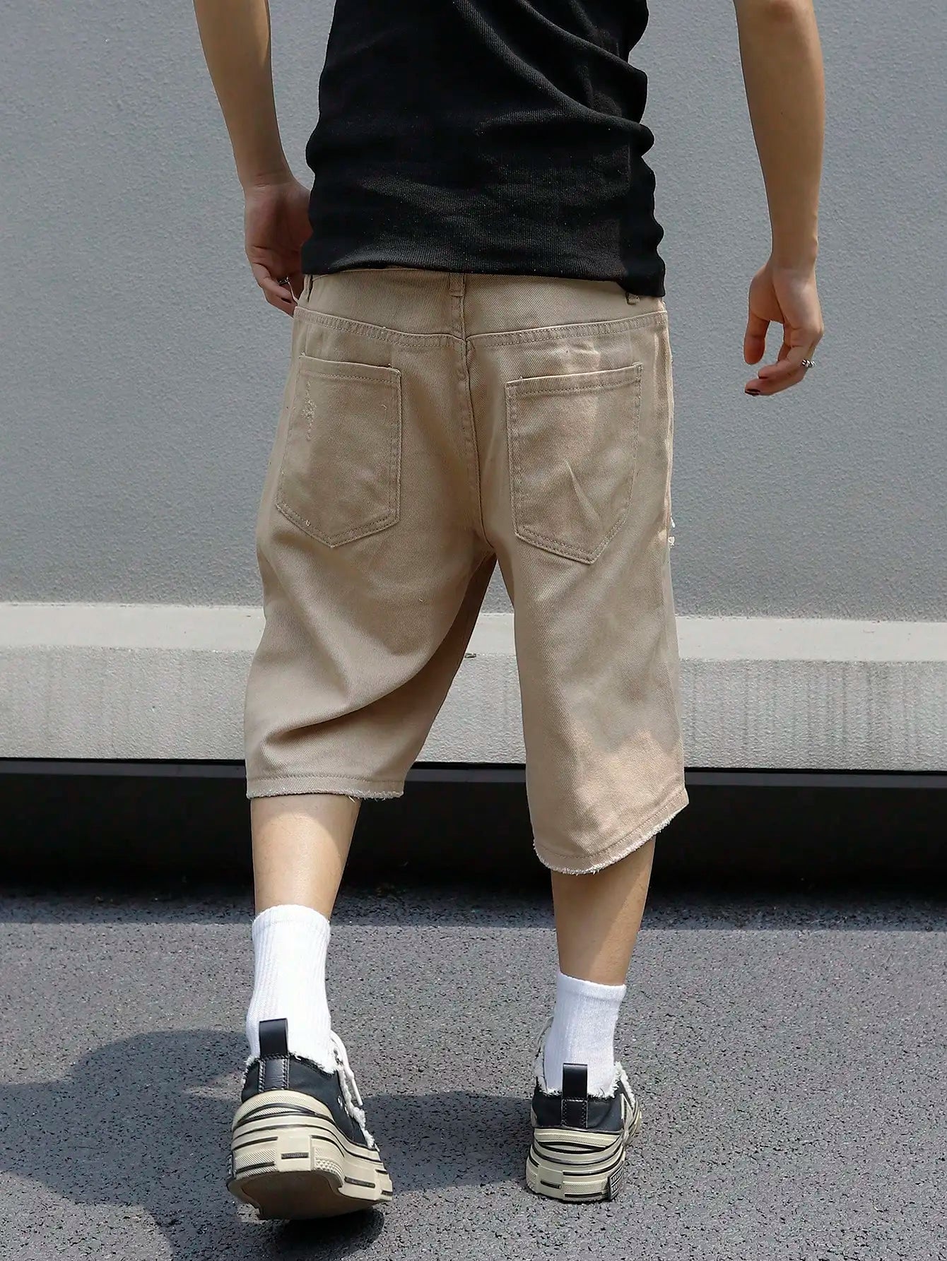 Men Summer Baggy Stretchy Denim Shorts Jeans For Men Streetwear Ripped Knee length Baggy Comfort Cargo Casual Shorts Pants Jean