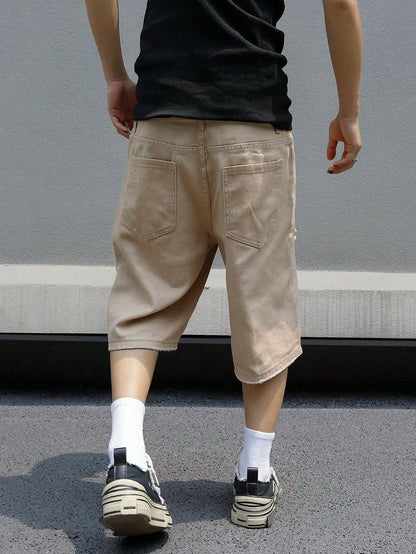 Men Summer Baggy Stretchy Denim Shorts Jeans For Men Streetwear Ripped Knee length Baggy Comfort Cargo Casual Shorts Pants Jean