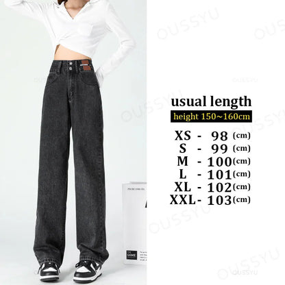 Y2K Woman Jeans High Waist Wide Leg Cotton Denim Clothing Blue White Streetwear Vintage Fashion Harajuku Straight Pants