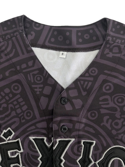 Men's Baseball Jersey Short Sleeve with "MEXICO" Embroidery Breathable Loose Fit for Casual Parties, Sports & Outdoor Activities